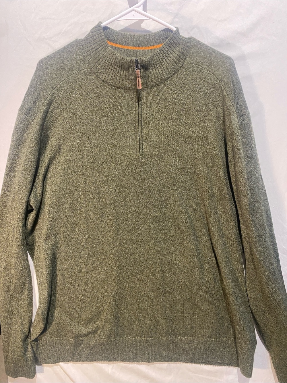 Smartwool Men's Olive Half-Zip Sweater with Contrast Trim